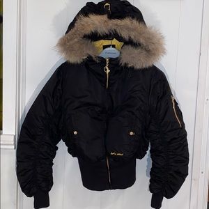 BABY PHAT (LG) BLACK bomber jacket down/ fur hood